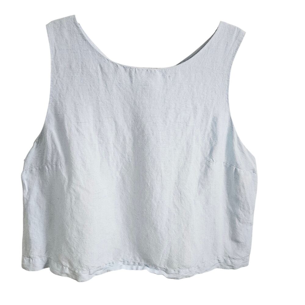 French Connection Sleeveless Crop Blouse Pastel Light Blue Euro Minimalist Sz 14